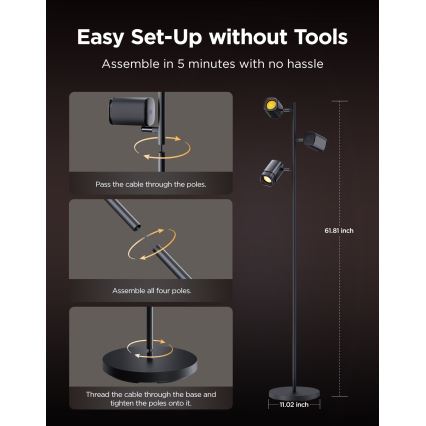Govee - LED RGBICWW Dimmbar golvlampa TREE MATTER LED/48W/230V Wi-Fi
