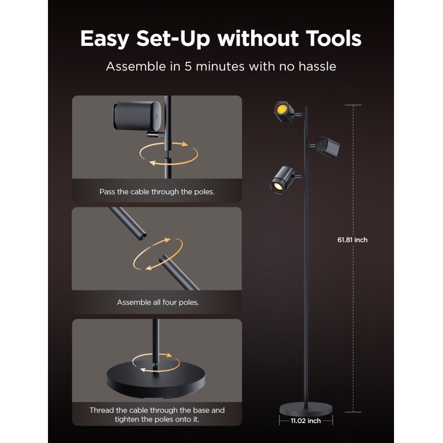 Govee - LED RGBICWW Dimmbar golvlampa TREE MATTER LED/48W/230V Wi-Fi