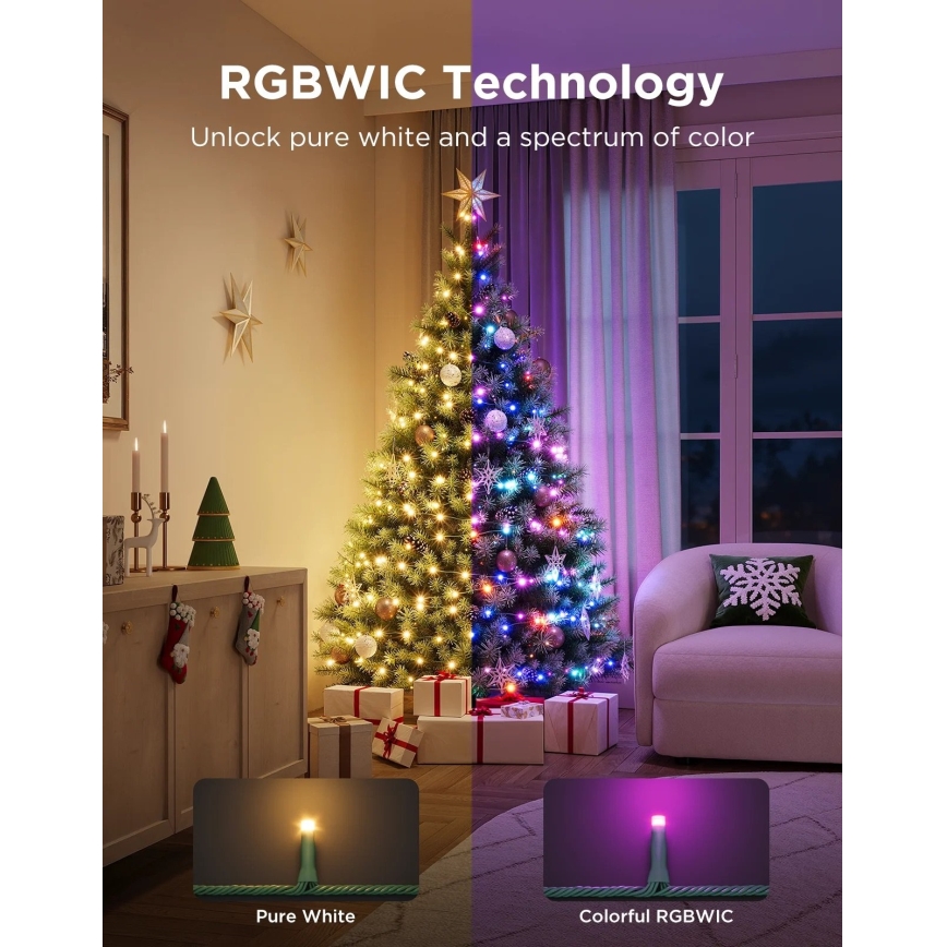 Govee - LED RGBWIC Utomhus julslinga 2700-6500K 30 m Wi-Fi Matter IP65