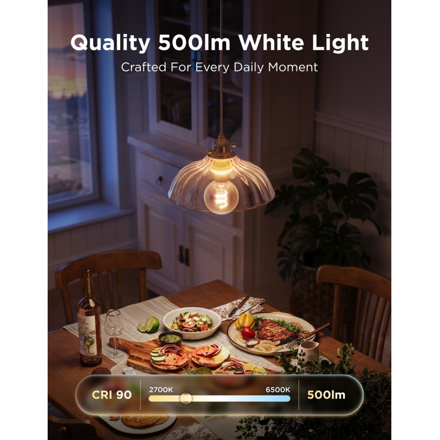 Govee - Dimbar LED RGBWW-lampa Smart MATTER G80 E27/5W/230V 2700-6500K Wi-Fi