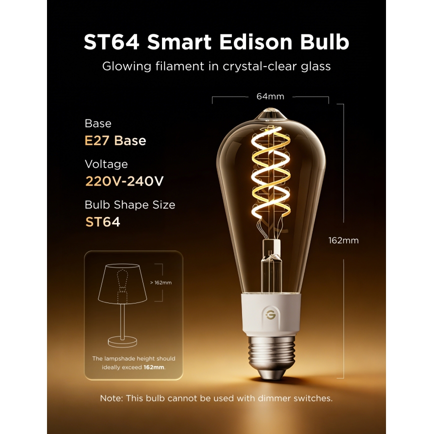 Govee - LED RGBWW dimmbar lampa Smart MATTER ST64 E27/5W/230V 2700-6500K Wi-Fi