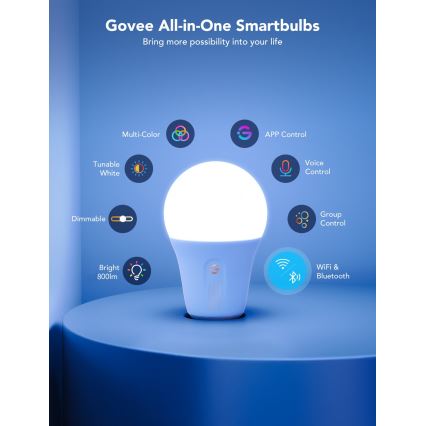 Govee - LED RGBWW Ljusreglerad glödlampa Smart E27/12W/230V 2700-6500K Wi-Fi