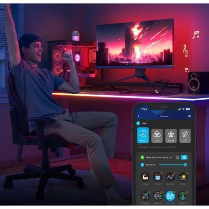 Govee - Neon LED backljus för bord 3m RGBIC Wi-Fi