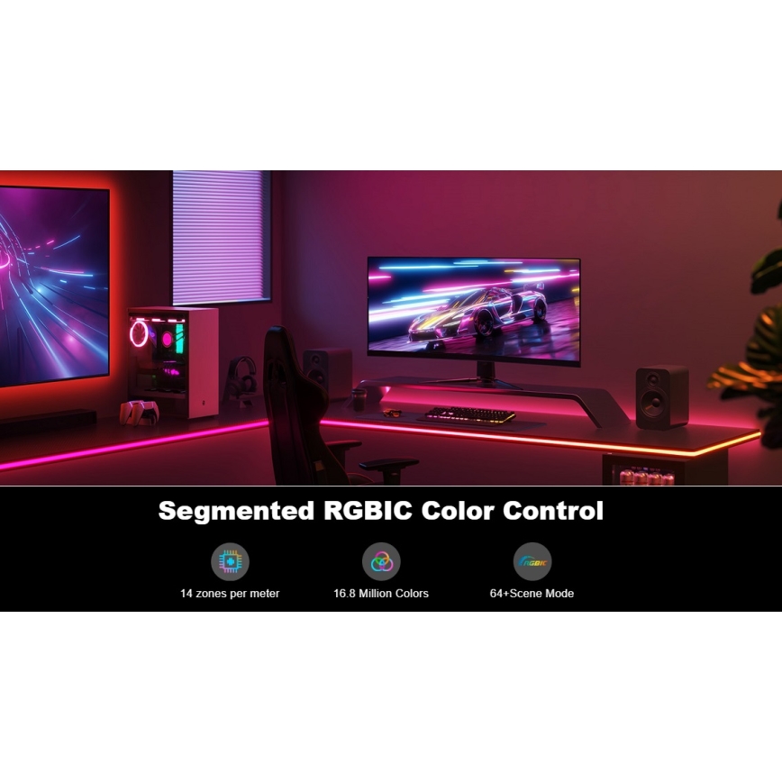 Govee - Neon LED backljus för bord 3m RGBIC Wi-Fi