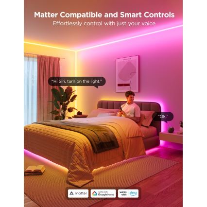 Govee - Neon MATTER LED hörnskena 5m RGBIC Wi-Fi