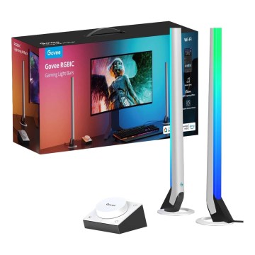 Govee - Set 2x Smart Gaming Wi-Fi LED RGBIC Paneler + Smart Dual vit + fjärrkontroll
