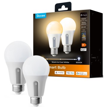 Govee - Set med 2 dimbara LED-lampor Smart MATTER A60 E27/9W/230V 2700-6500K Wi-Fi