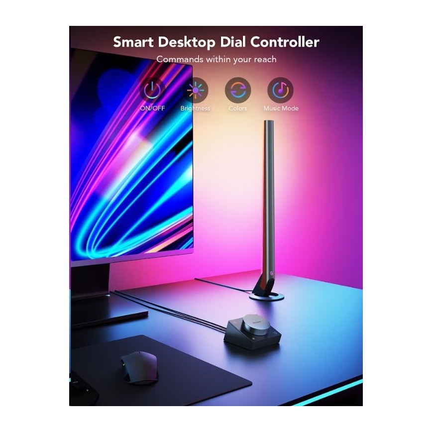 Govee - 2-pack Smart Gaming Wi-Fi LED RGBIC-paneler + Smart Dual svart + fjärrkontroll