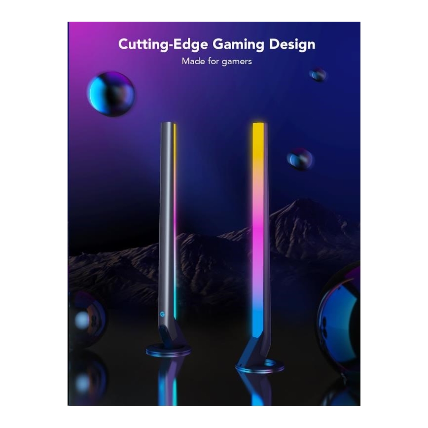 Govee - 2-pack Smart Gaming Wi-Fi LED RGBIC-paneler + Smart Dual svart + fjärrkontroll