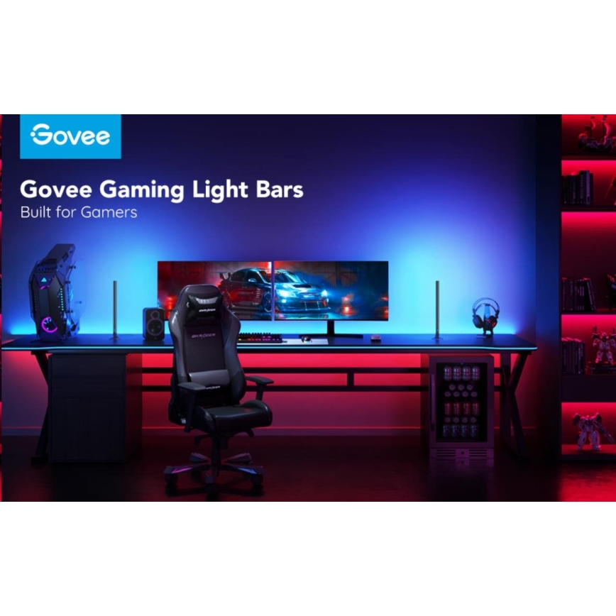 Govee - 2-pack Smart Gaming Wi-Fi LED RGBIC-paneler + Smart Dual svart + fjärrkontroll
