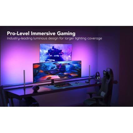 Govee - 2-pack Smart Gaming Wi-Fi LED RGBIC-paneler + Smart Dual svart + fjärrkontroll
