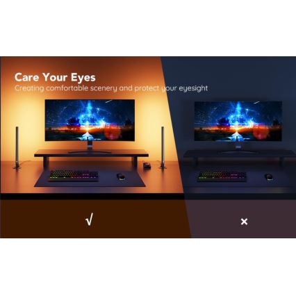 Govee - 2-pack Smart Gaming Wi-Fi LED RGBIC-paneler + Smart Dual svart + fjärrkontroll