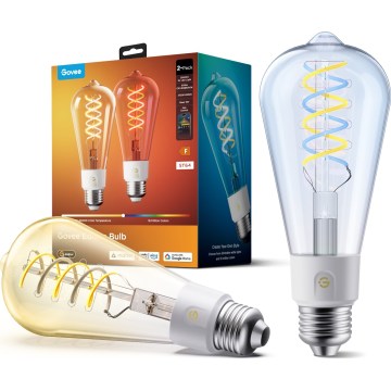 Govee - Set om 2 dimbara LED-lampor RGBWW Smart MATTER ST64 E27/5W/230V 2700-6500K Wi-Fi