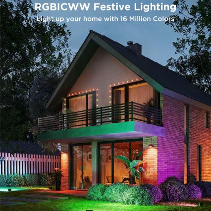 Govee - Set med 4 dimbara LED-strålkastare RGBICWW, 24 W, 230 V, IP66, Matter, Wi‑Fi