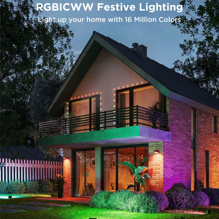Govee - Set med 4 dimbara LED-strålkastare RGBICWW, 24 W, 230 V, IP66, Matter, Wi‑Fi