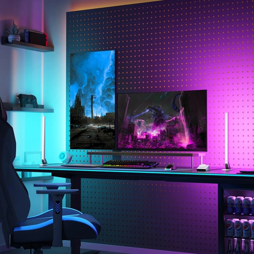 Govee - Set 2x Smart Gaming Wi-Fi LED RGBIC Paneler + Smart Dual vit + fjärrkontroll