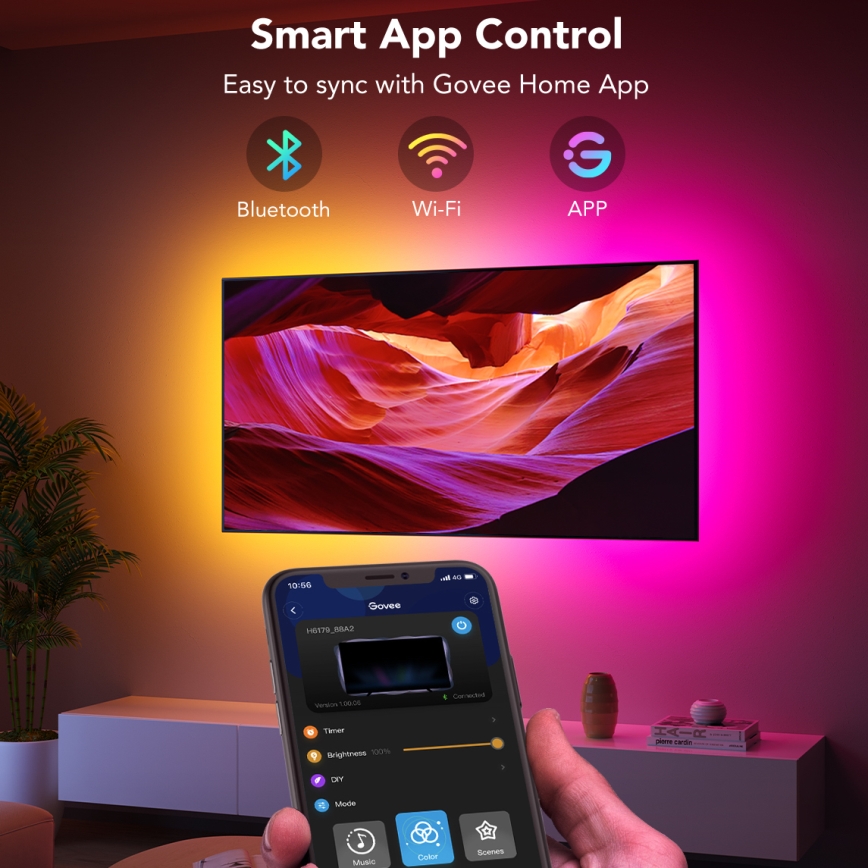 Govee - SMART LED-bakgrundsbelysning för TV 55-65 RGBIC Wi-Fi
