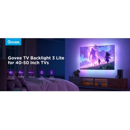 Govee - TV Backlight 3 Lite TV 40-50 SMART LED bakgrundsbelyst RGBICW Wi-Fi IP67 +RC