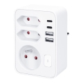 Grenuttag 1x16 A + 2x 2,5 A med 2x USB (A + C)-laddare, vitt