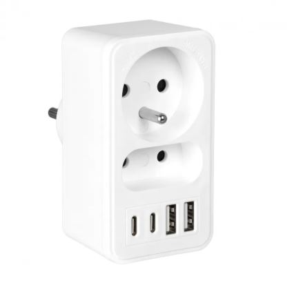 Grenuttag 2 uttag + 2xUSB-C + 2xUSB-A