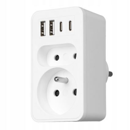 Grenuttag 2 uttag + 2xUSB-C + 2xUSB-A