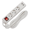 Grenuttag med strömbrytare 3 uttag + 2 x USB-A + 1 x USB-C 3 m SCHUKO vit