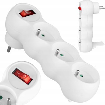 Grenuttag med strömbrytare, 3 uttag