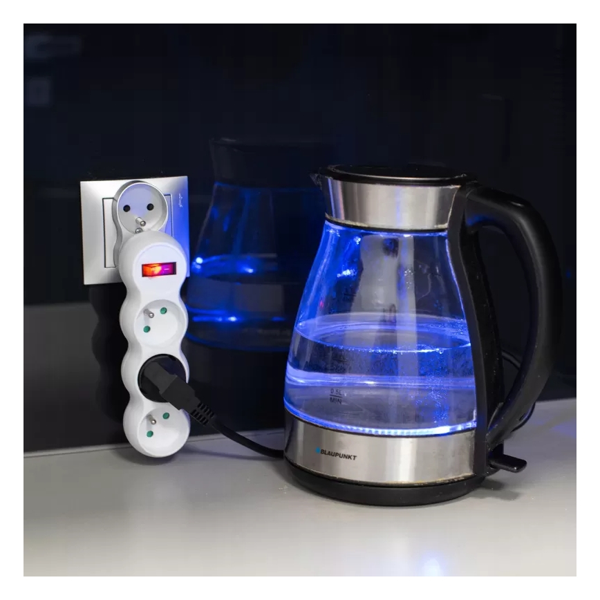 Grenuttag med strömbrytare, 3 uttag