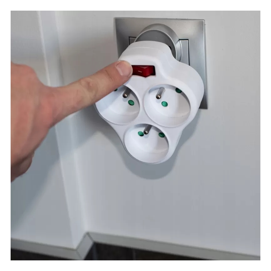 Grenuttag med strömbrytare, 3 uttag