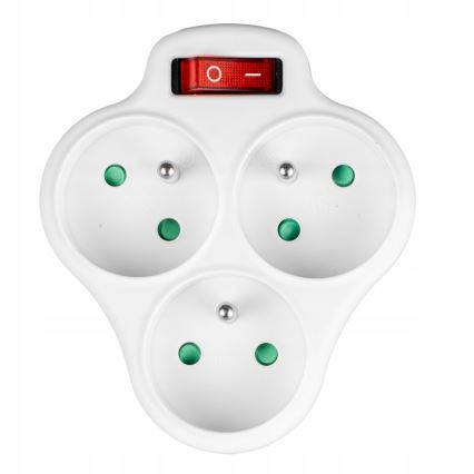 Grenuttag med strömbrytare, 3 uttag