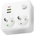 Grenuttag med strömbrytare LINEA 2x230V + 3xUSB A/C SCHUKO vit