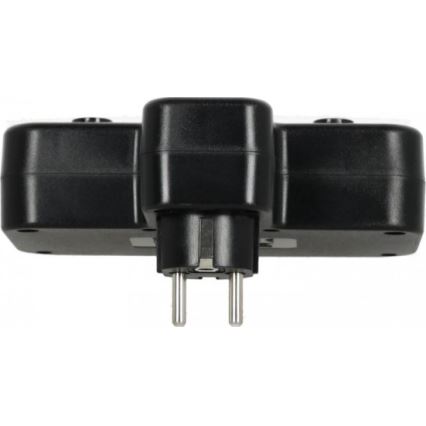 Grenuttag med strömbrytare och LED-belysning LINEA PRO 2 uttag + 3x USB A/C SCHUKO 4000K svart