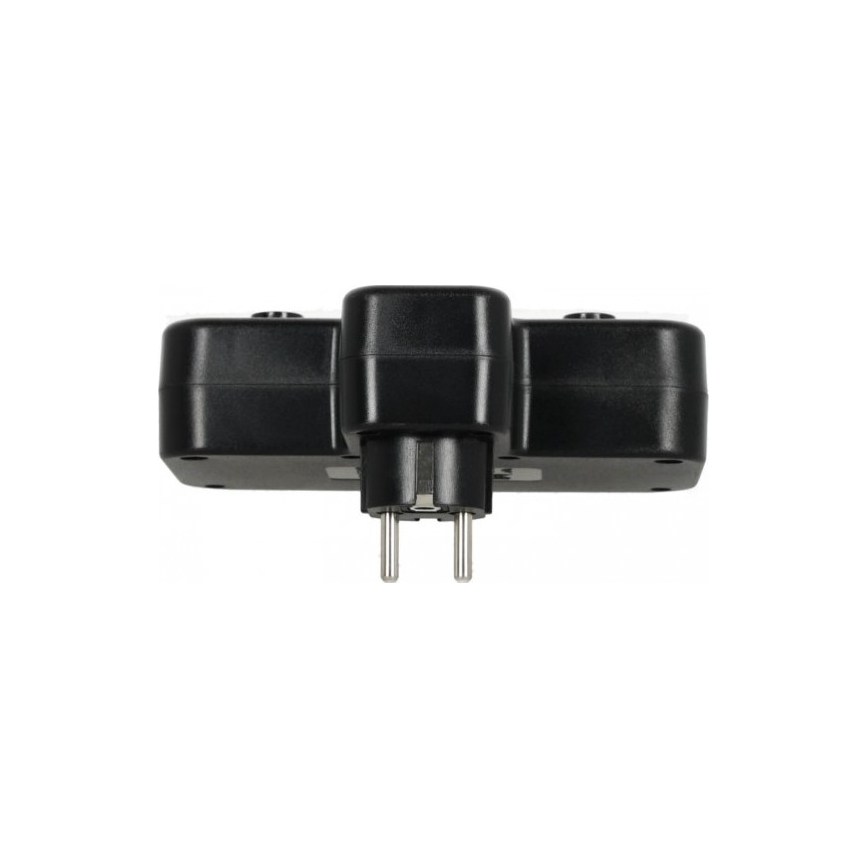 Grenuttag med strömbrytare och LED-belysning LINEA PRO 2 uttag + 3x USB A/C SCHUKO 4000K svart