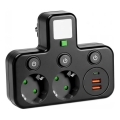 Grenuttag med strömbrytare och LED-belysning LINEA PRO 2 uttag + 3x USB A/C SCHUKO 4000K svart