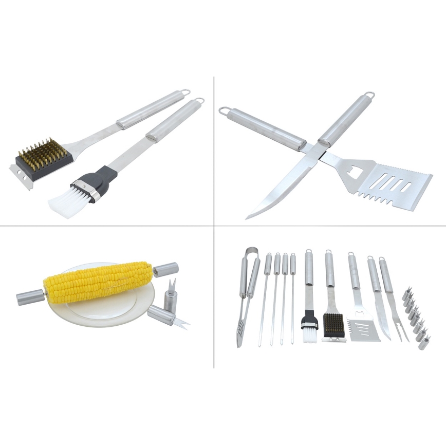 Grilling utensils rostfritt stål with a case 18 delar
