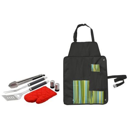 Grillredskad i rostfriss stål 7st+ förkläde