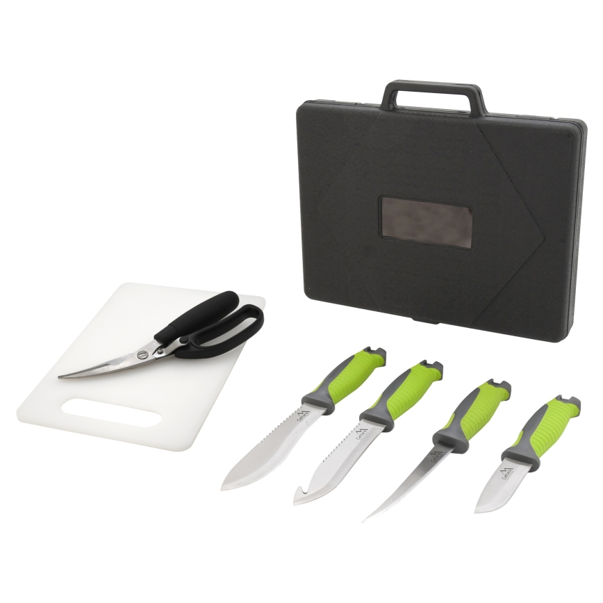 Grillredskap i rostfritt stål med ett fodral 6st