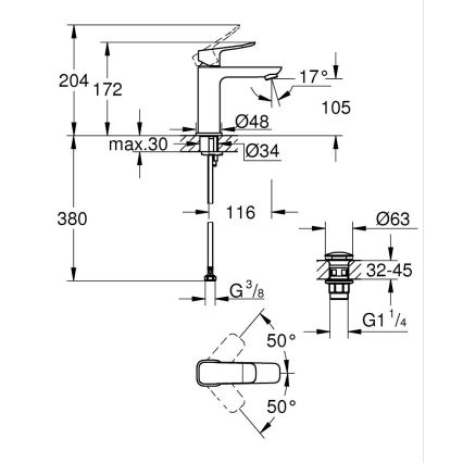 GROHE 1018332430 - Tvättställsblandare DICE M svart