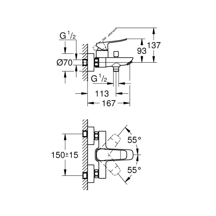 GROHE 1018722430 - Badkarsblandare DICE svart