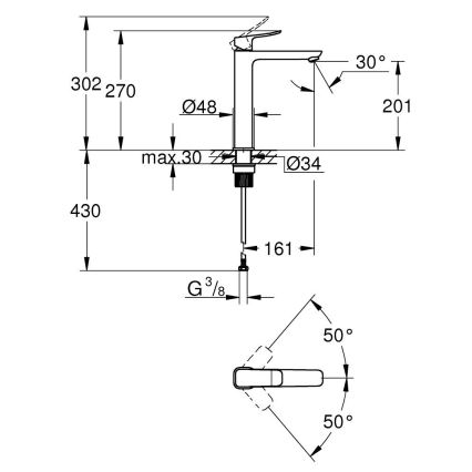 GROHE 1018922430 - Tvättställsblandare DICE XL svart