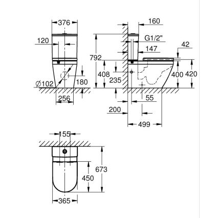 GROHE 102513SH00 - WC-set EURO CERAMIC 67,3 x 37,6 x 79,2 cm keramik/vit