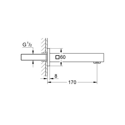 GROHE 13303000 - Badkarsavlopp EUROCUBE 170 mm, polerad krom