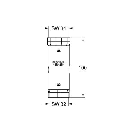 GROHE 19332000 - Nyckel 34 mm, kromad yta