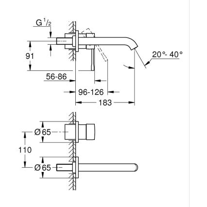 GROHE 19408DL1 - Tvåhåls tvättställsblandare ESSENCE 183 mm i brons