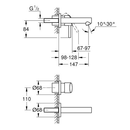 GROHE 19575001 - Tvåhålsblandare för tvättställ CONCETTO 147 mm polerad krom
