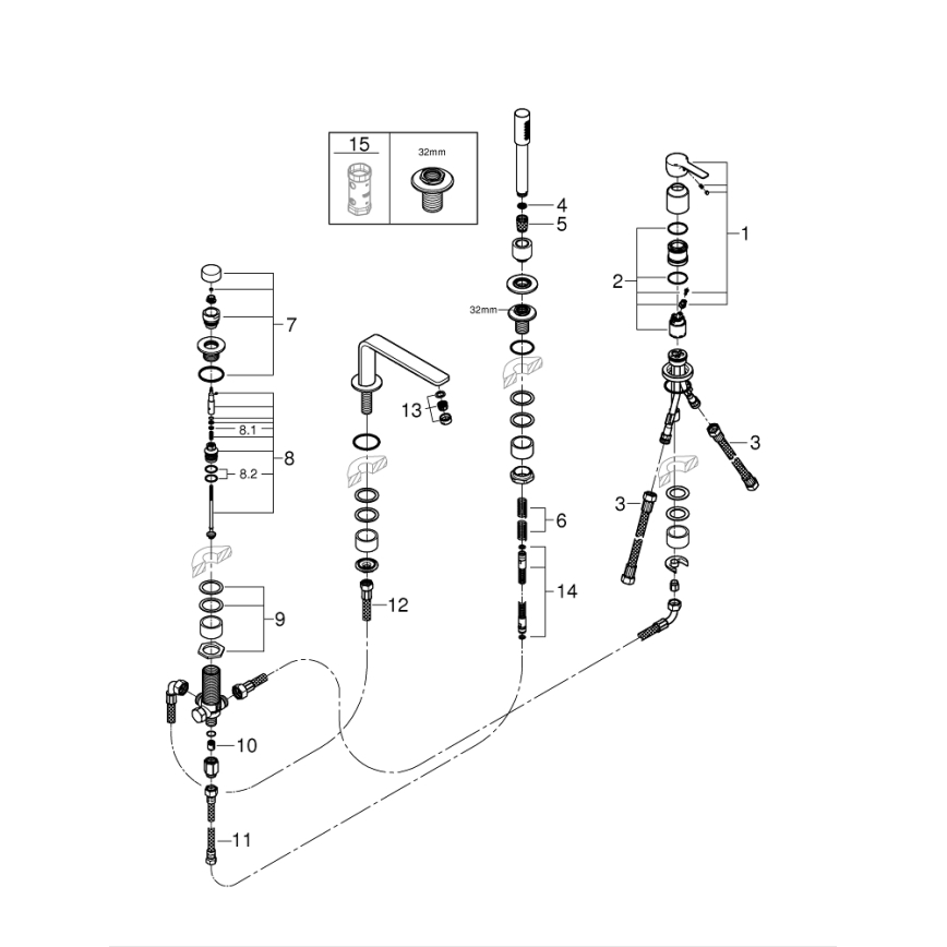 GROHE 19577001 - Fyrhåls badkarsblandare LINEARE i blank krom