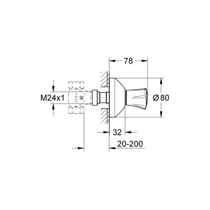 GROHE 19806001 - Överdel till inbyggnadsventil COSTA L 20-200 mm polerad krom