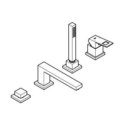 GROHE 19897001 - EUROCUBE 4-håls badkarsblandare, blank krom