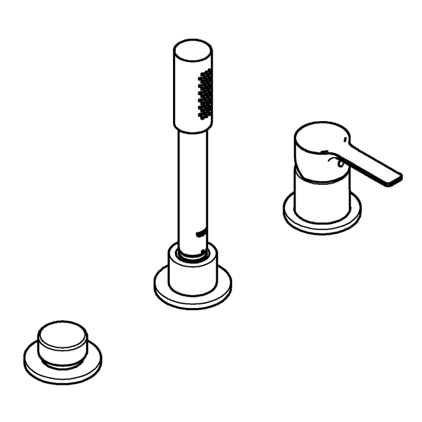 GROHE 19965001 - LINEARE 3-håls badkarsblandare, polerad krom