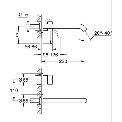 GROHE 19967AL1 - ESSENCE 230 mm tvåhåls tvättställsblandare, grafit